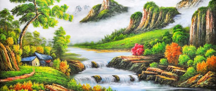 Tự vẽ tranh phong cảnh thiên nhiên đơn giản nhất  Khung tranh rẻ