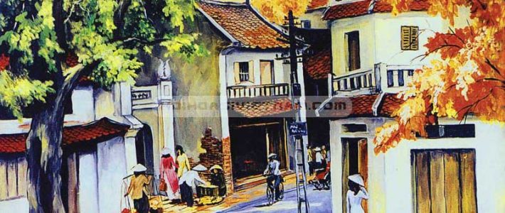 Tranh vẽ phong cảnh mùa thu bằng chất liệu sơn dầu